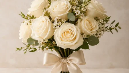 Kleine Brautsträuße mit weißen Rosen fürs Standesamt