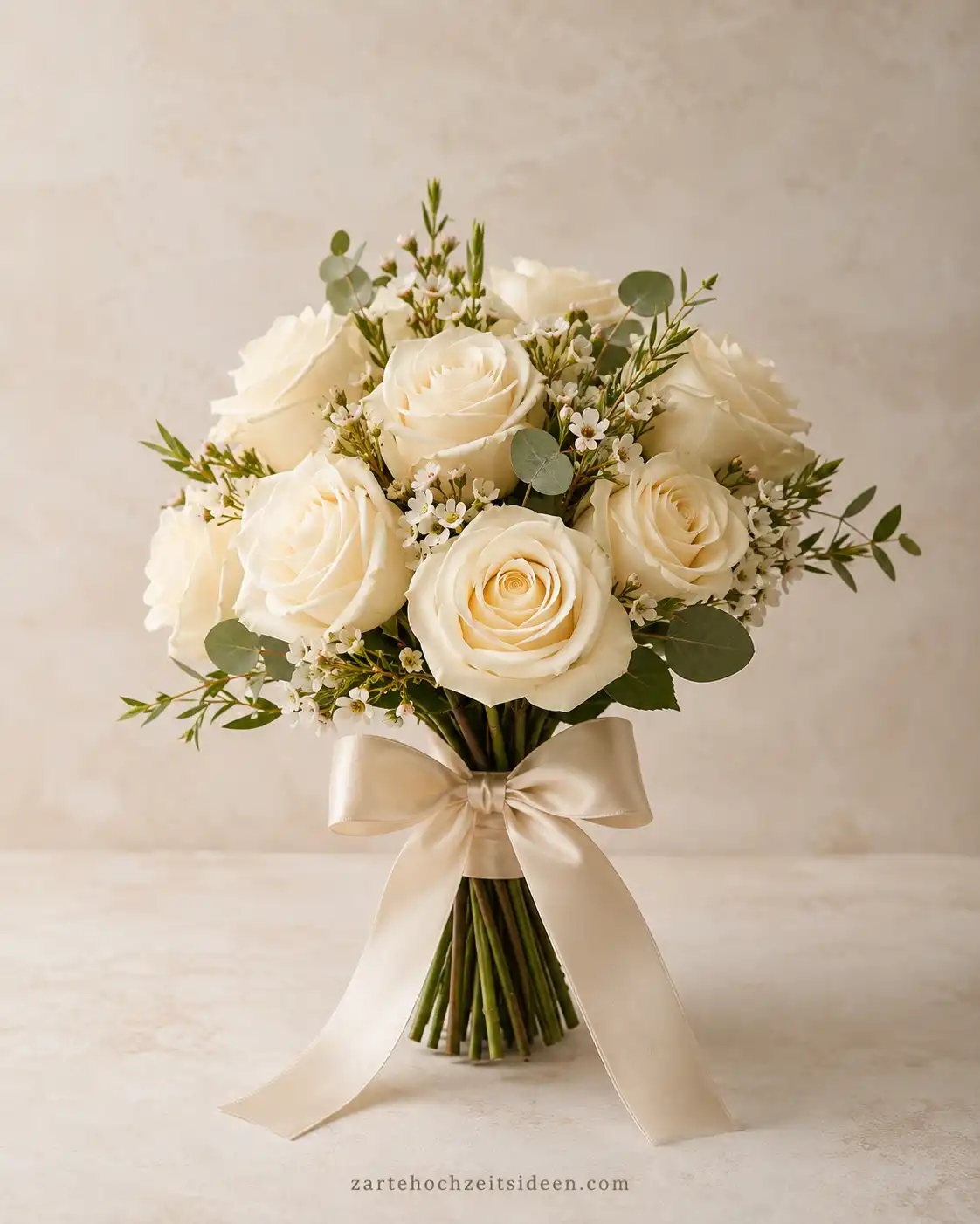 Kleine Brautsträuße mit weißen Rosen fürs Standesamt