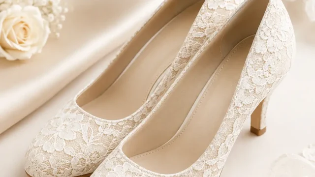 Brautschuhe mit Spitze für einen romantischen und femininen Brautlook