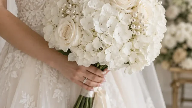 10 außergewöhnliche Brautsträuße mit Perlenblumen und edlen Details