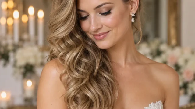 10 romantische Brautfrisuren mit Soft Side Part und weichen Wellen