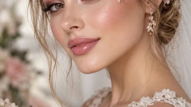 Florales Braut-Make-up mit zarten Blütendetails für einen außergewöhnlichen Hochzeitslook